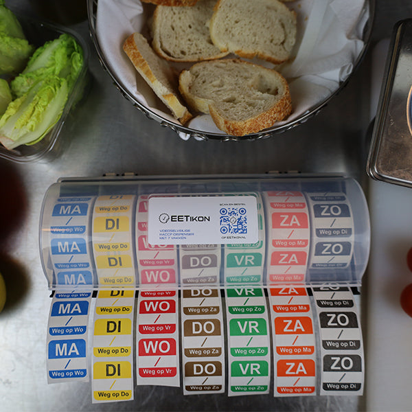 HACCP dagstickers maandag t/m zondag oplosbaar | EETikon