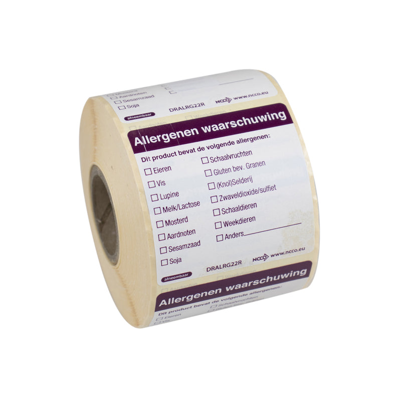 Allergenen waarschuwing etiketten op rol 50x50mm bestellen | EETikon