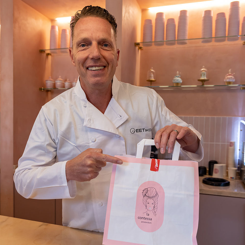 Rob Geus voedselveilig sticker afhaal verpakking | EETikon
