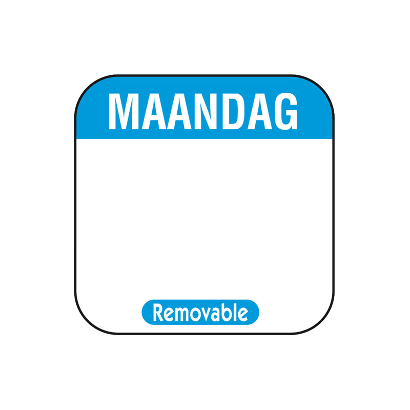 HACCP dagsticker maandag 25x25mm afneembaar bestellen | EETikon