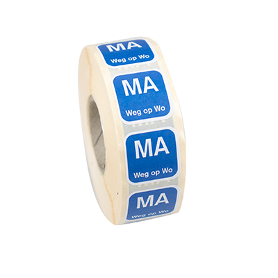 HACCP dagsticker maandag 'weg op' 19x19mm afwasbaar - 1.000/rol