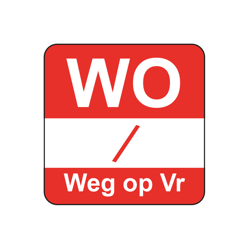 HACCP dagsticker woensdag 25x25mm oplosbaar | EEtikon