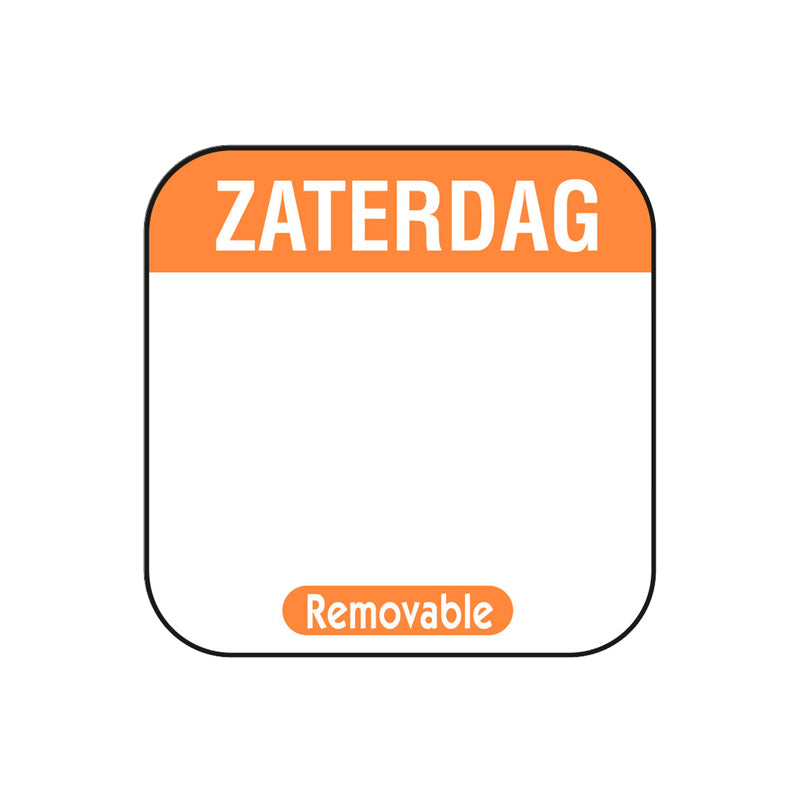 HACCP dagsticker zaterdag 25x25mm afneembaar bestellen | EETikon