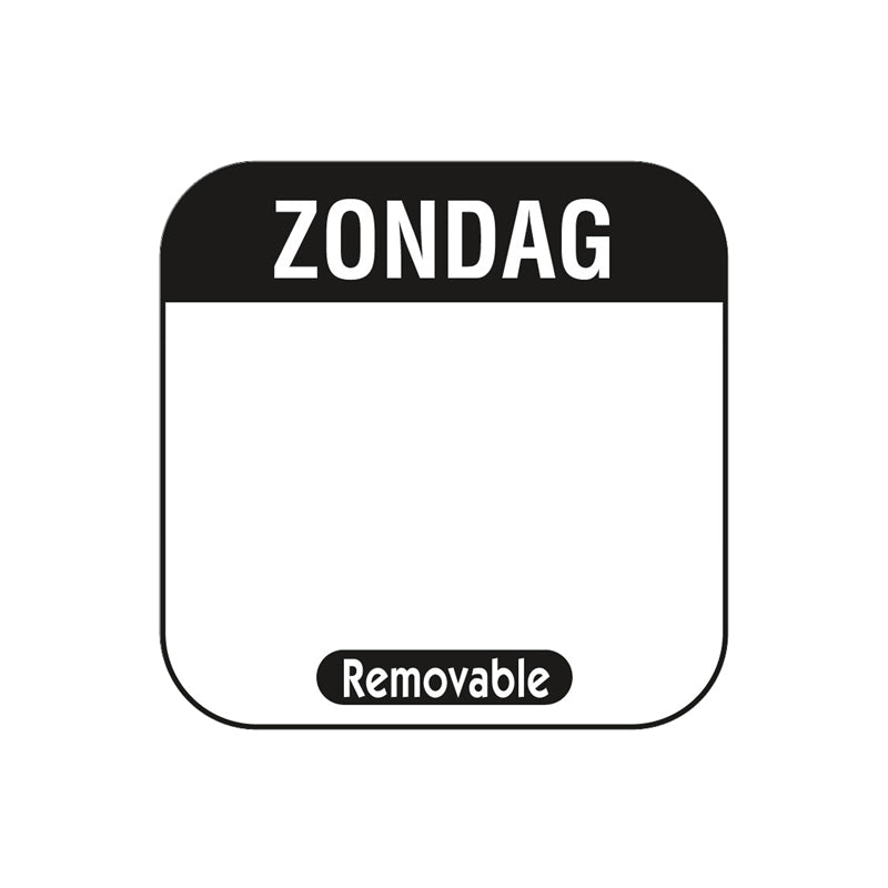HACCP dagsticker zondag 25x25mm afneembaar bestellen | EETikon