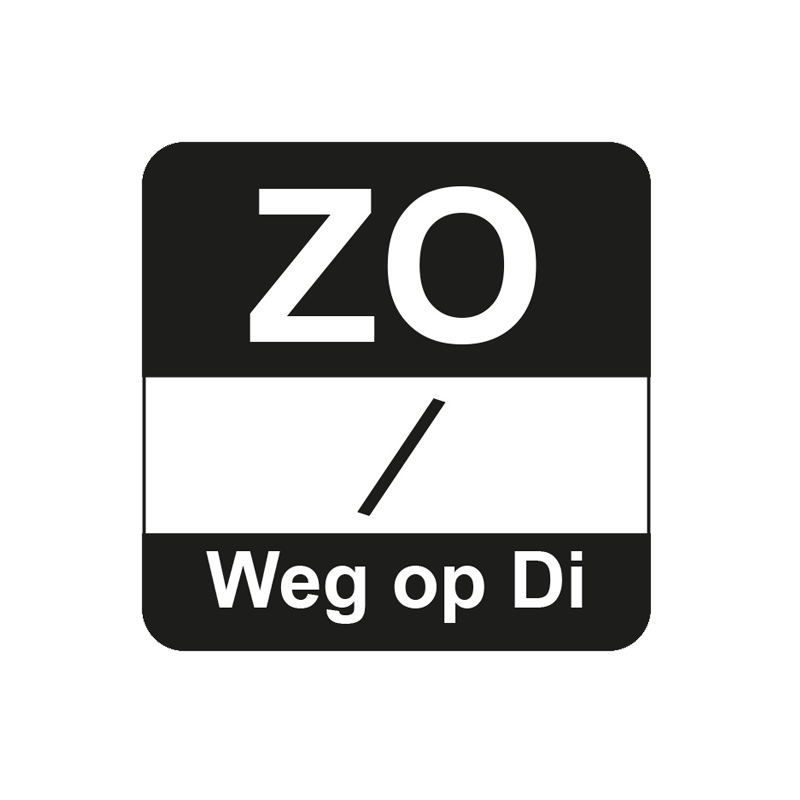 HACCP dagsticker zondag 25x25mm oplosbaar| EEtikon