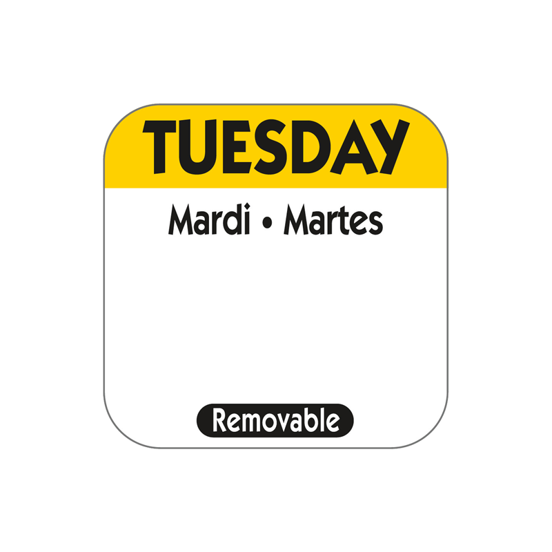 HACCP dagsticker Tuesday 25x25mm