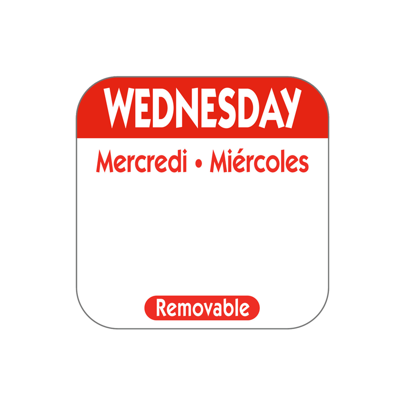 HACCP dagsticker Wednesday 25x25mm