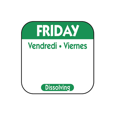 HACCP dagsticker Friday oplosbaar | EETikon