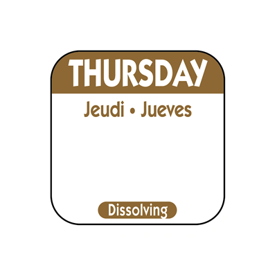 HACCP dagsticker Thursday oplosbaar | EETikon