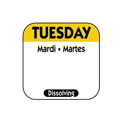 HACCP dagsticker Tuesday oplosbaar | EETikon