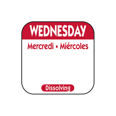 HACCP dagsticker Wednesday oplosbaar | EETikon