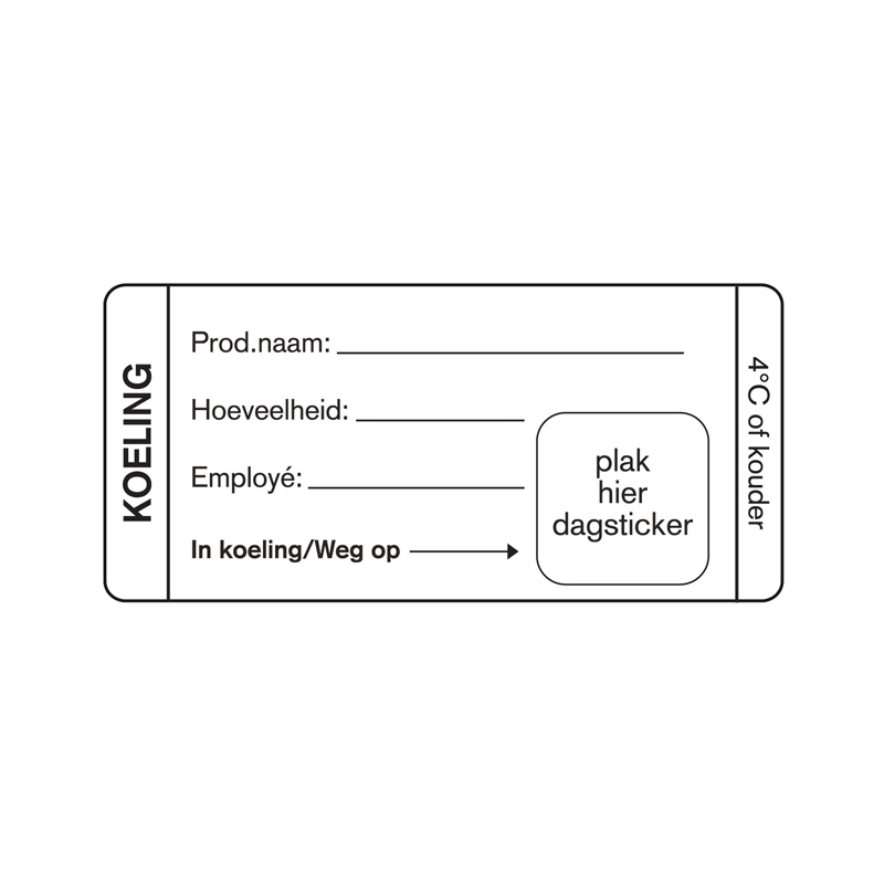 HACCP informatie etiket koeling met dagsticker 35x75mm | Etikon